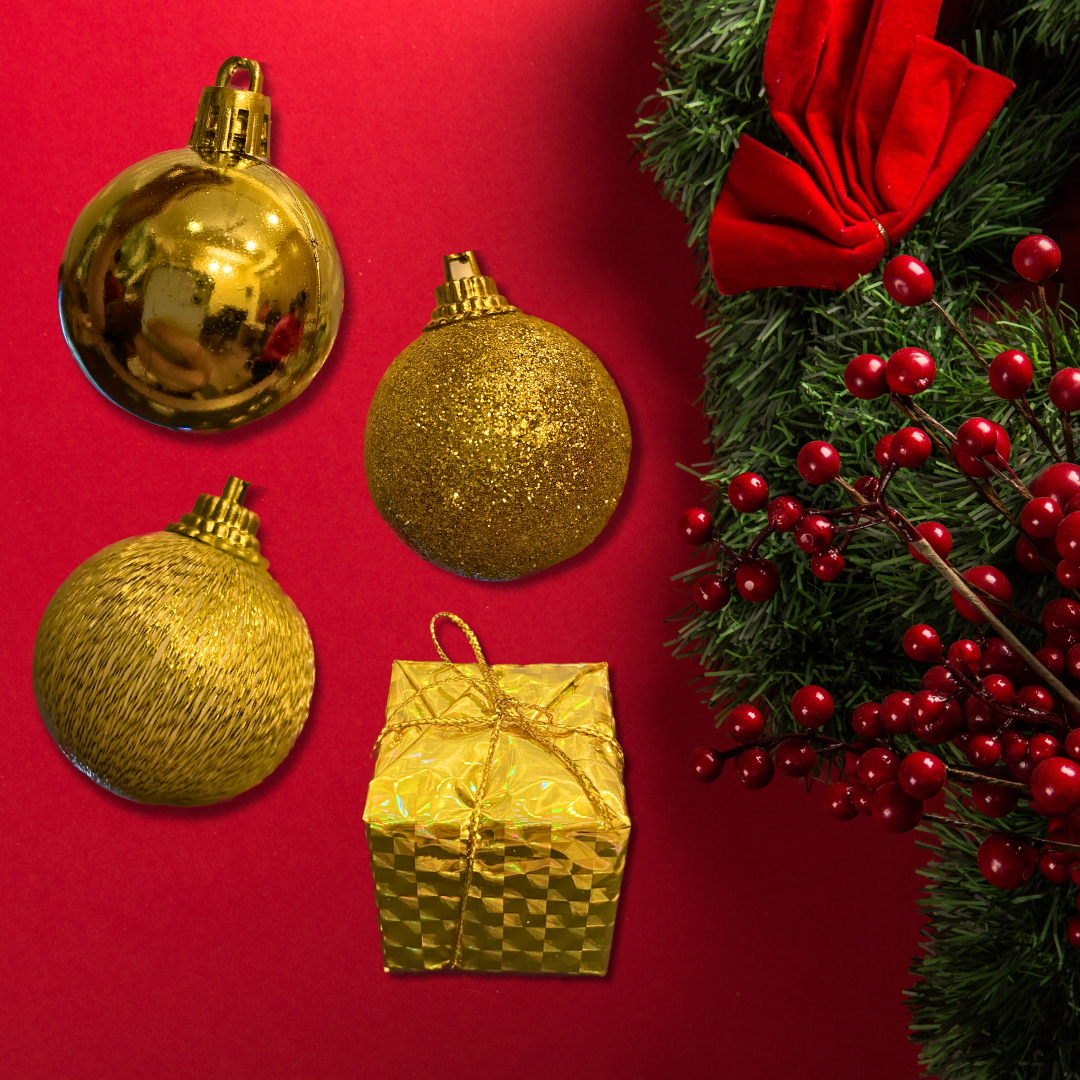 Christmas Tree Ornaments - House of Golden Balls & Gifts - Set of 12 PC