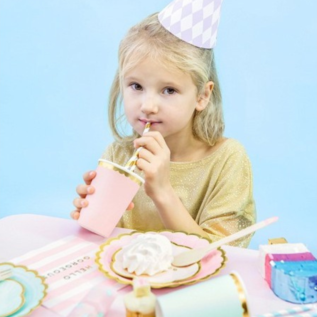 Gold & White Straws - 24PC