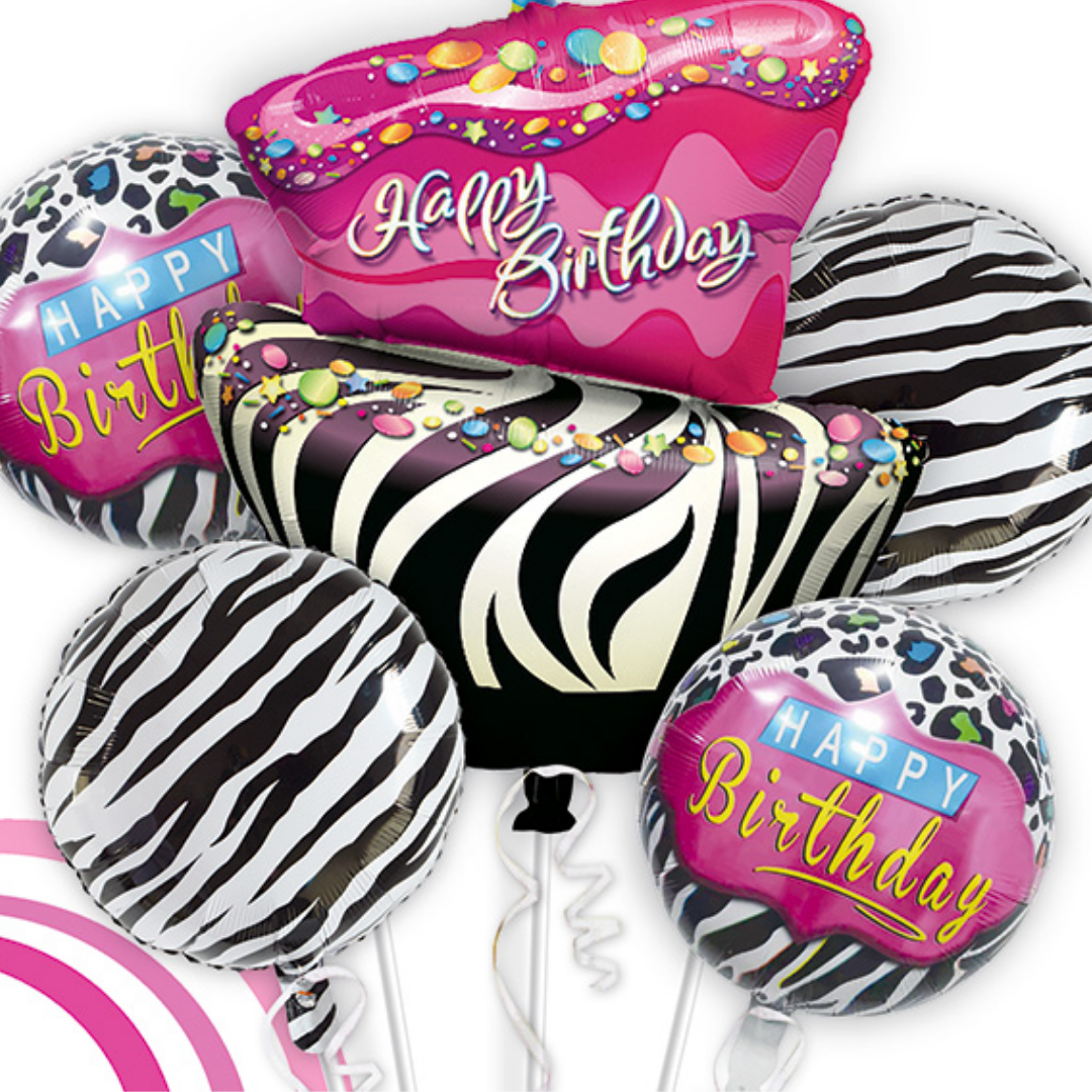 Pink & White Zebra Print Birthday Balloon 18"