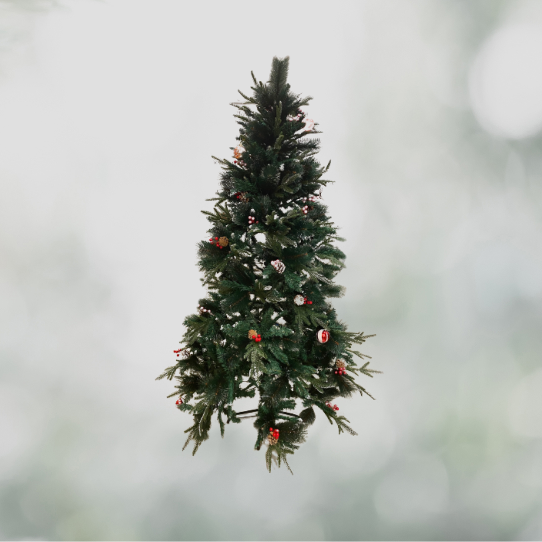 Christmas Tree - 6FT (1.8 M) - 700 Tips W/silver glitter, CHERRIES, PINE
