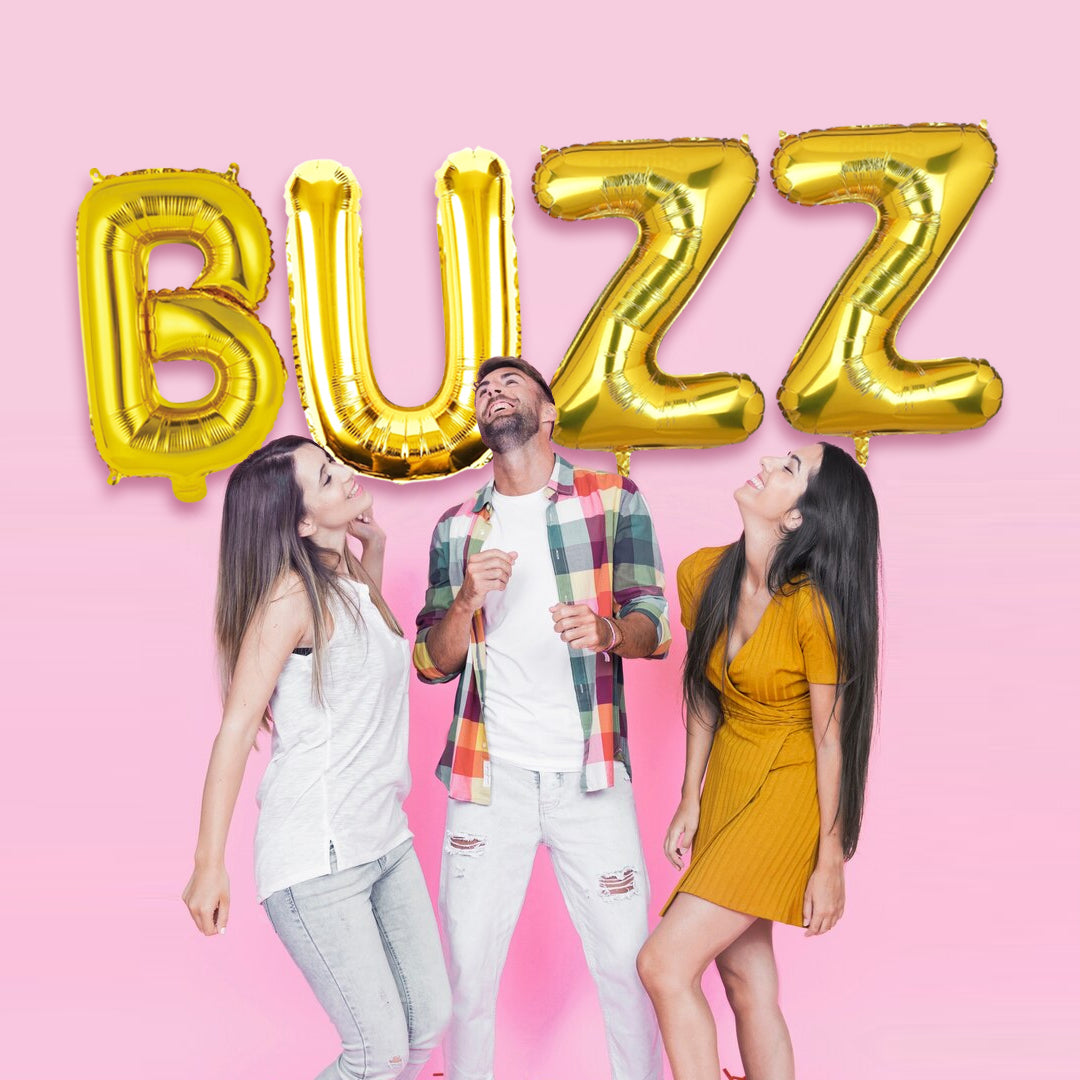 BUZZ Golden Foil Balloon Set - Helium or Air Filled - 40 inches - 4PC