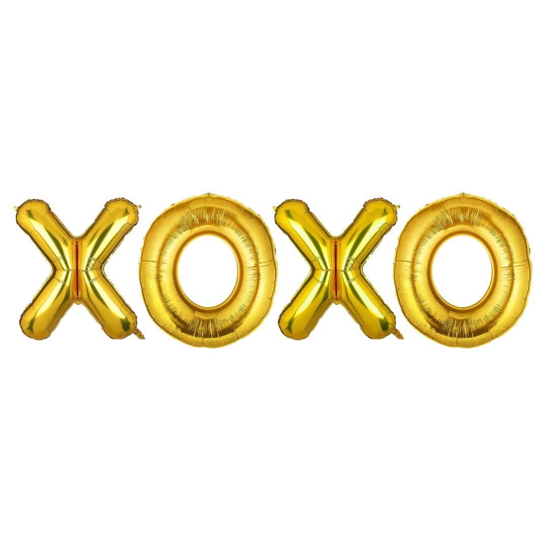 XOXO Golden Foil Balloon Set - Helium or Air Filled - 40 inches - 4PC