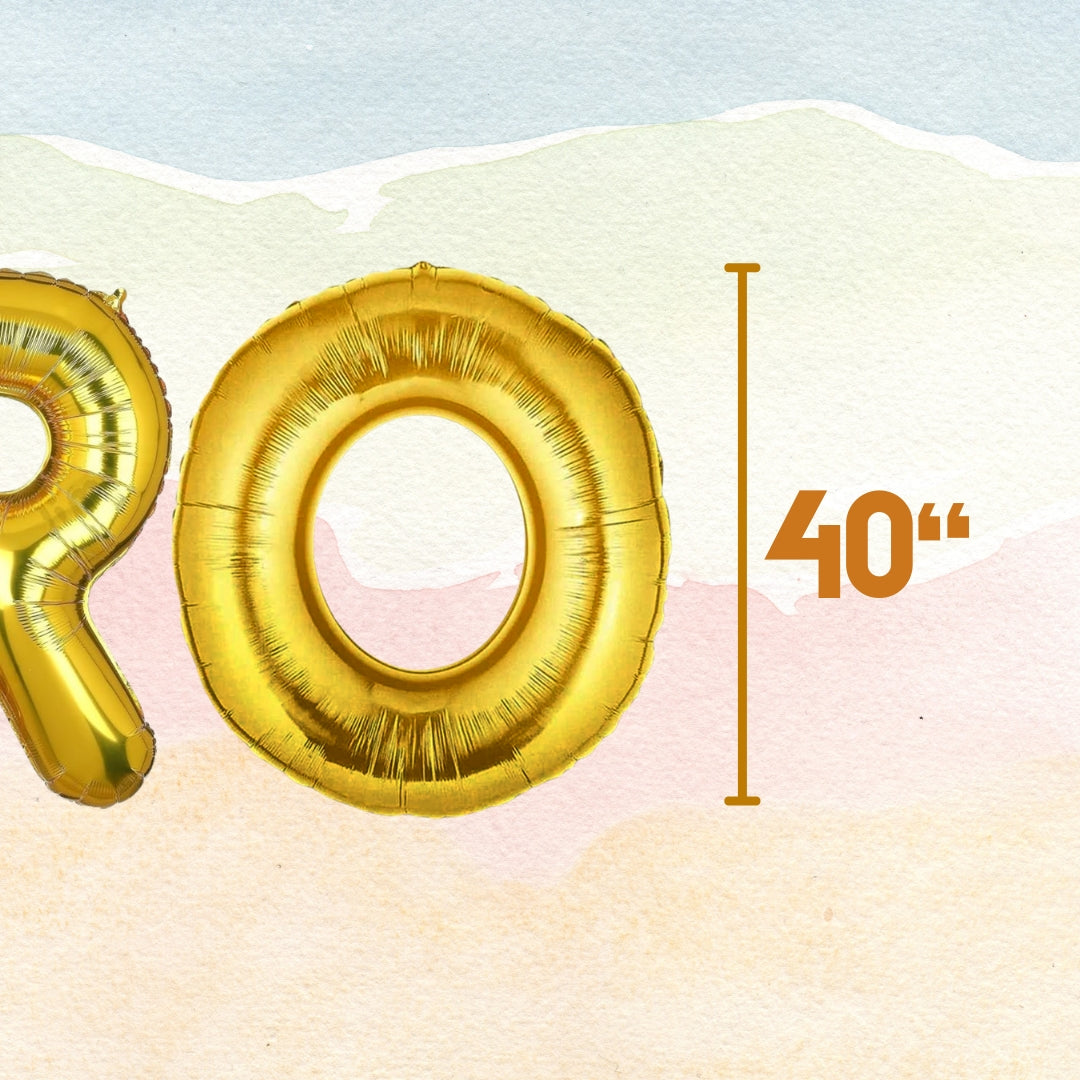 MY HERO Golden Foil Balloon Set - Helium or Air Filled - 40 inches - 6PC