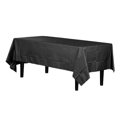 Black Vinyl Tablecover 54" x 108" for Party Decor - 1PC - Wanna Party - front view