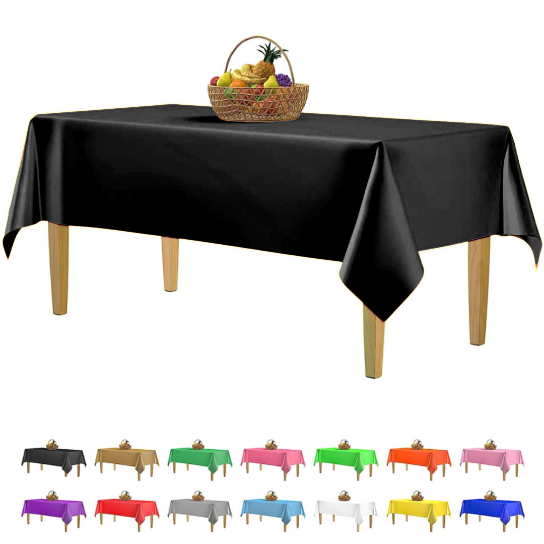 Black Vinyl Table Cover for Party Decor - 54X108 - 1PC