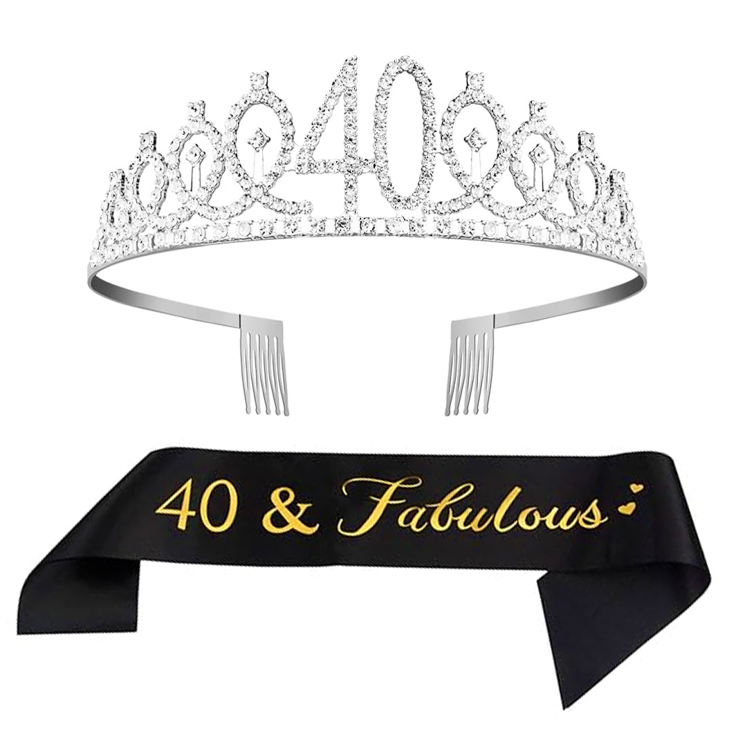 Happy 40th Birthday Crown & Sash Combo - 1PC