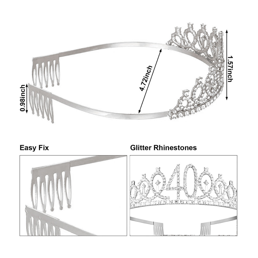 Happy 40th Birthday Crown & Sash Combo - 1PC