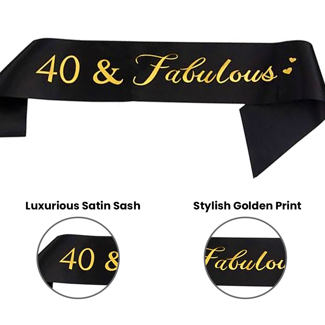 Happy 40th Birthday Crown & Sash Combo - 1PC