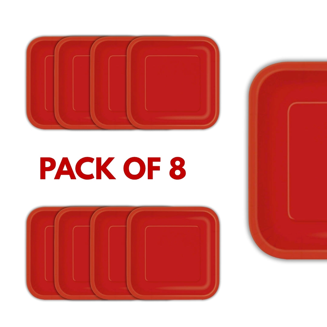 Classic Red Square Paper Plates 9" - 8PC