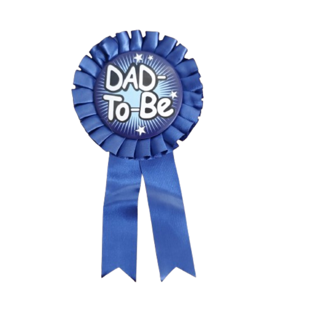 Dad To Be Blue Award Button w/ Mommy To Be Pink Satin Sash Combo - 2PC