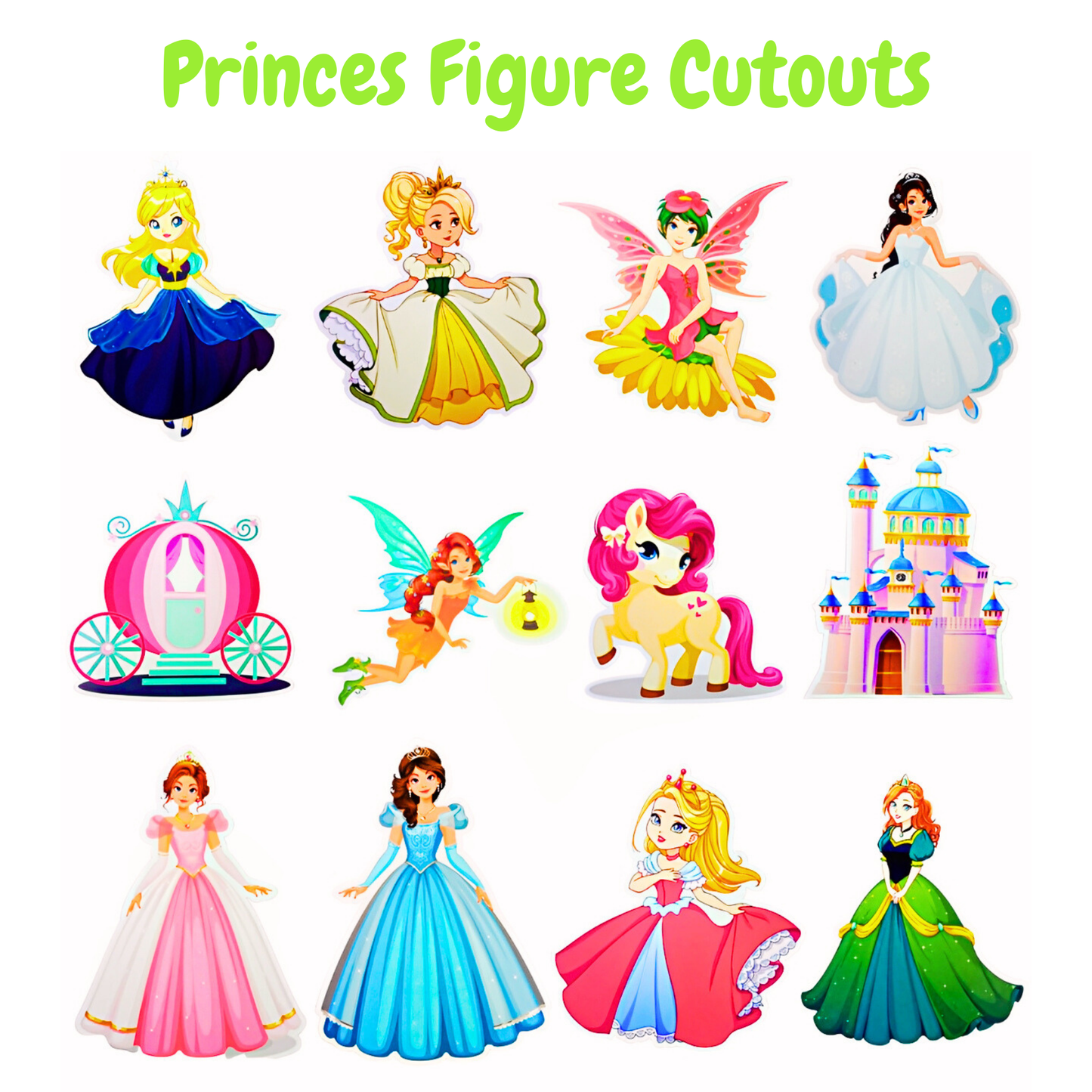 Princess Theme Happy Birthday Balloon Garland & Banner Comobo - Set of 71PC
