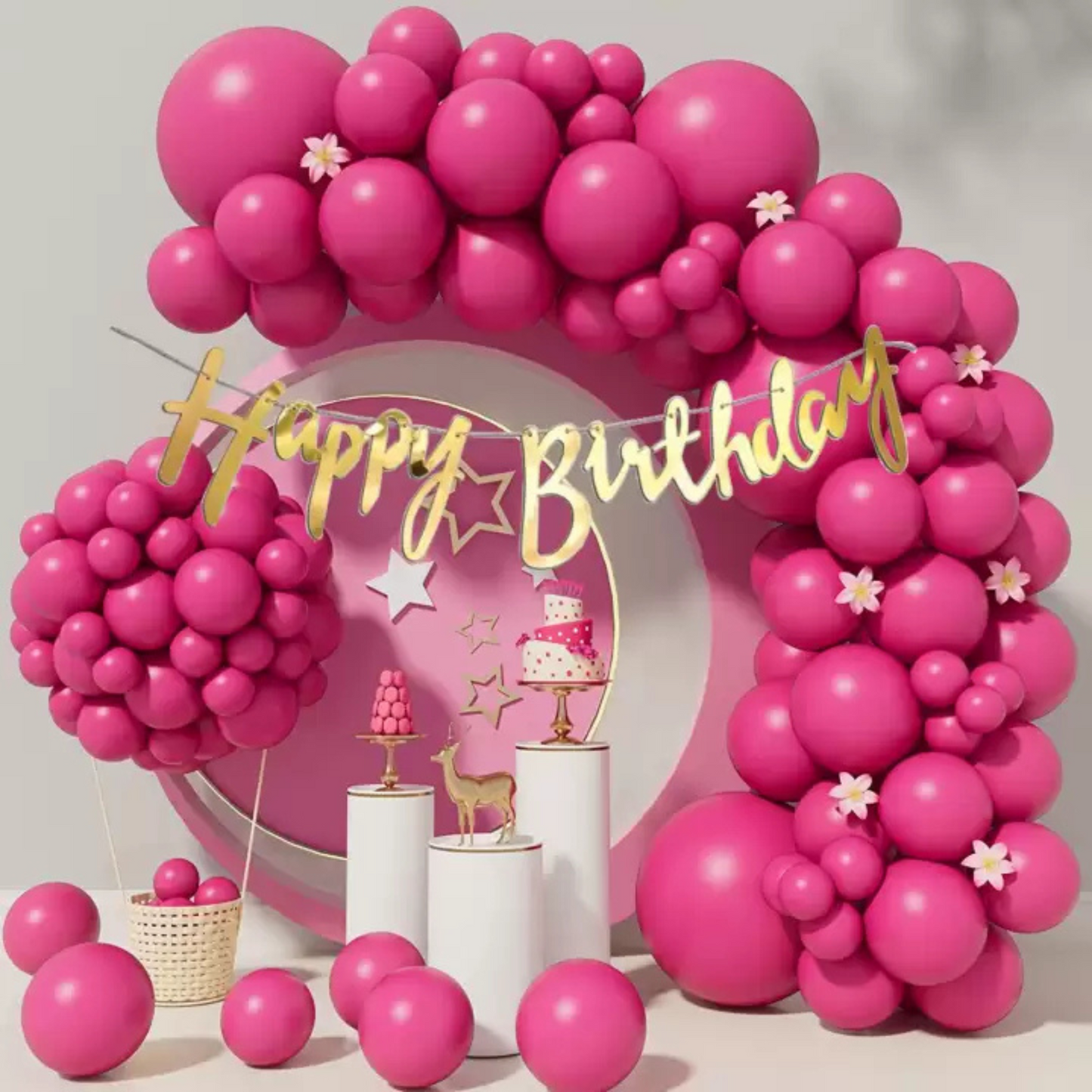 Hot Pink Latex / Rubber Balloons - 9 inches - Bulk Pack - 50PC