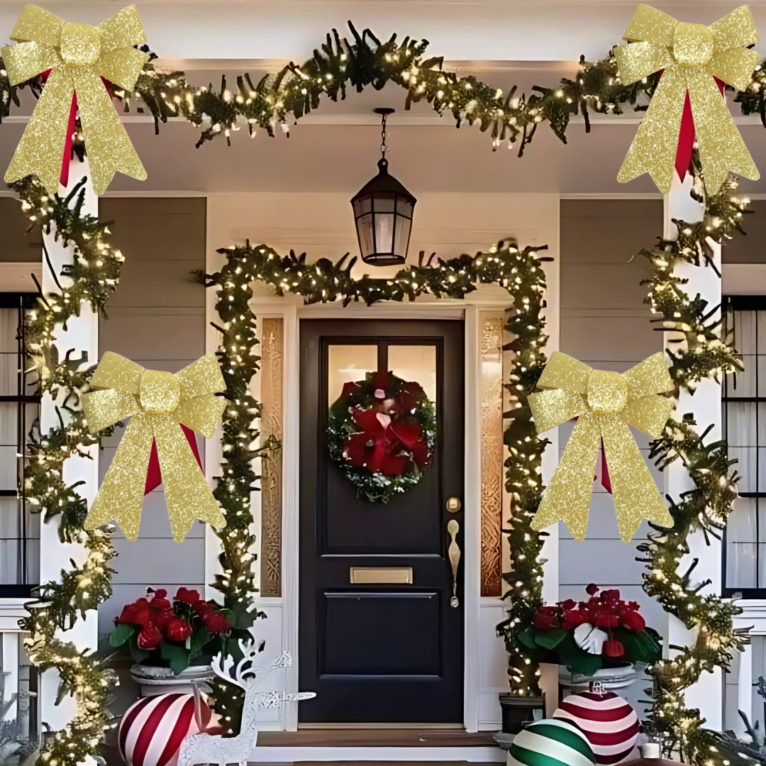 Fancy Christmas Bows Golden 30CM - 2PC
