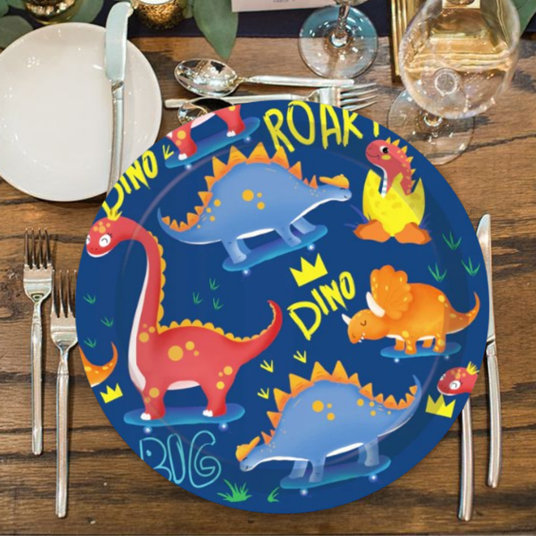 Dinosaur Theme Paper Plates 9"-Pack of 8