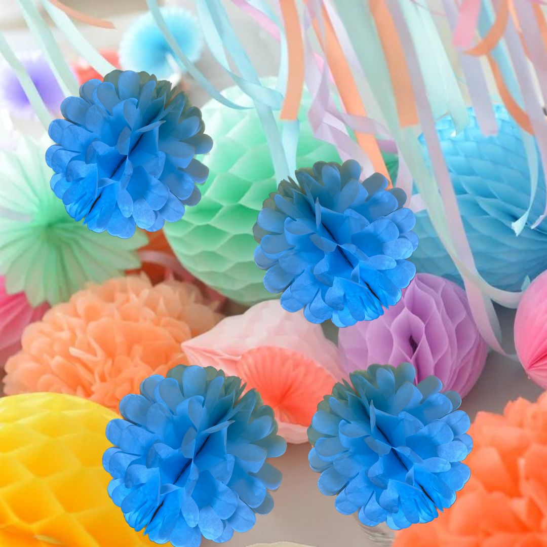 Sky Blue Paper Flower Pom Pom 9 inch - Ready to Use Party Decor | Wanna Party - Image 5