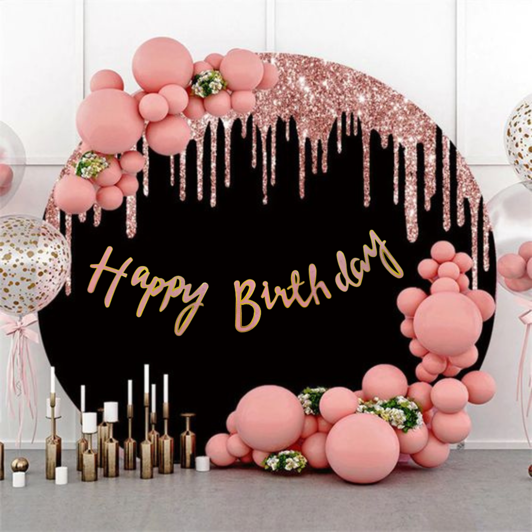 Happy Birthday Cursive Glitter Pink & Gold Banner -6 FT
