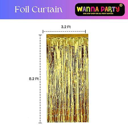 Happy Birthday Banner Decoration Kit including Birthday Banner, Foil Curtain and Black & Golden Balloons- Set of 34Pcs