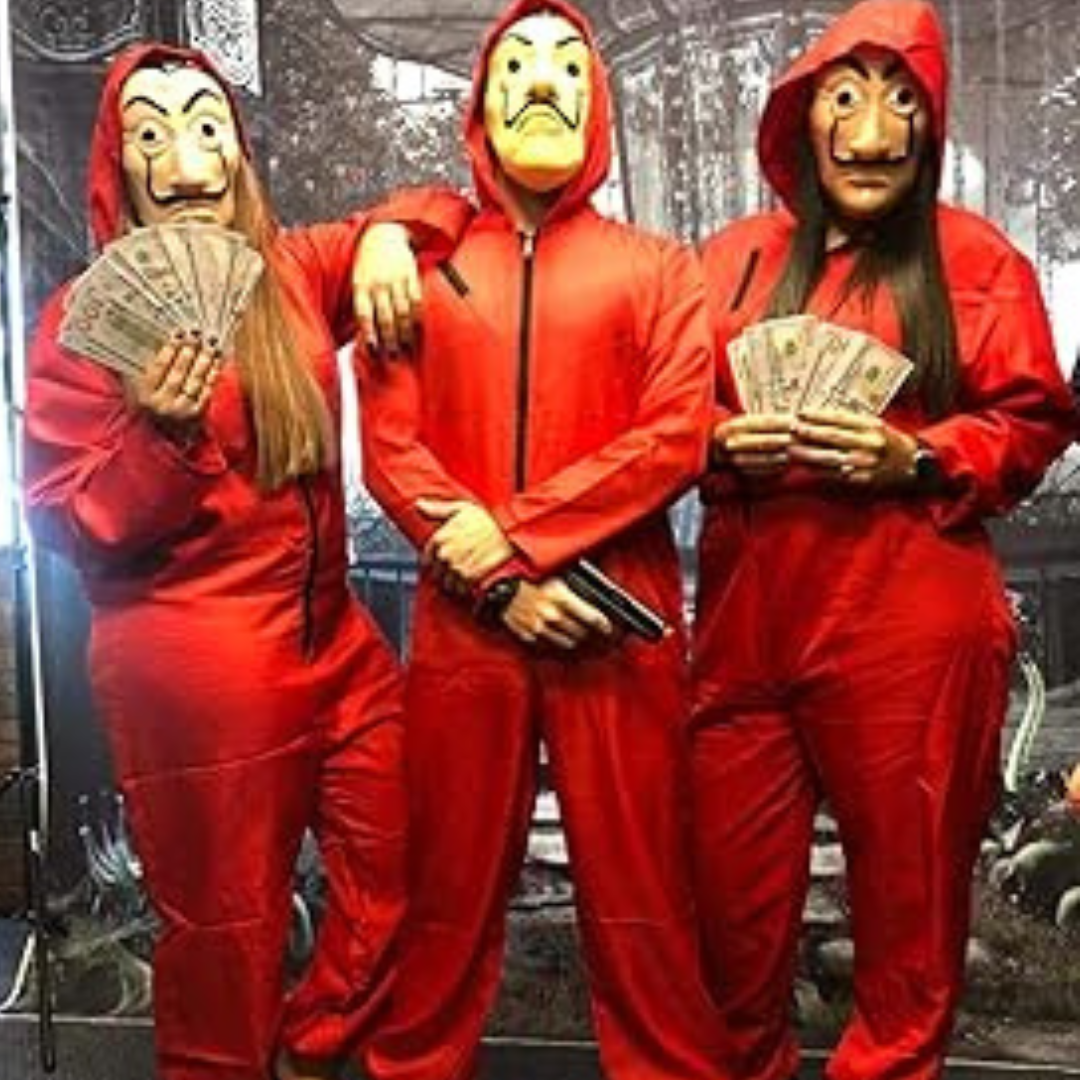 Money Heist Mask "La Casa" Salvador Dal? Face Mask For Cosplay, Party, Theme Play, Role Play, Halloween Mask -(Pack of 4)