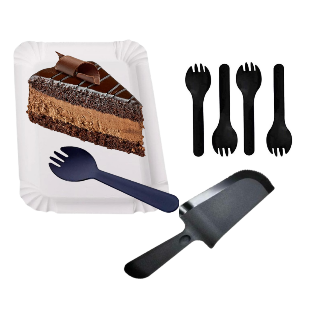 "Golden Swirl candle w/ Black Knife, fork plate set - 26PC "