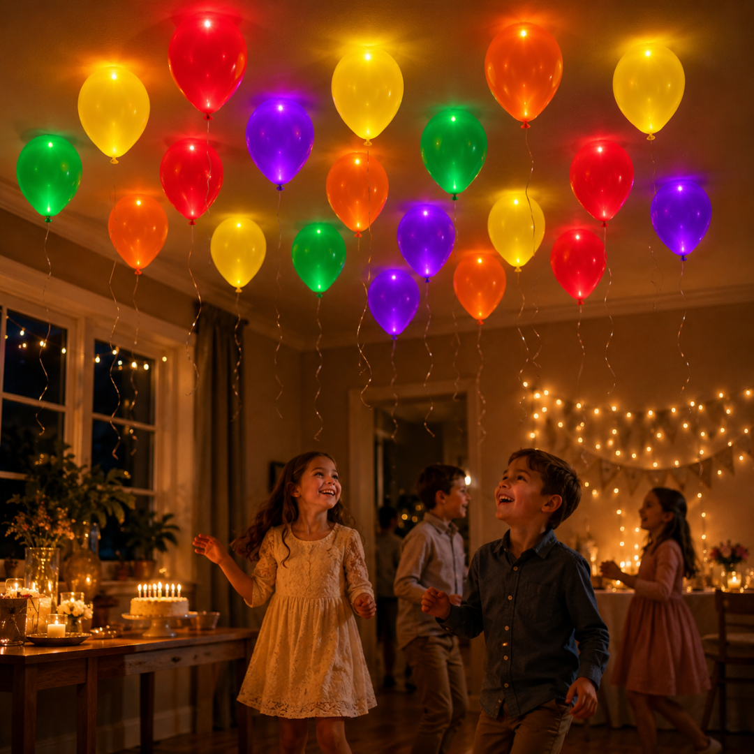 LED Light Up Balloons 12 Inch | Glow Balloons for Party Decor & Celebration | Multicolor | 5 Pc