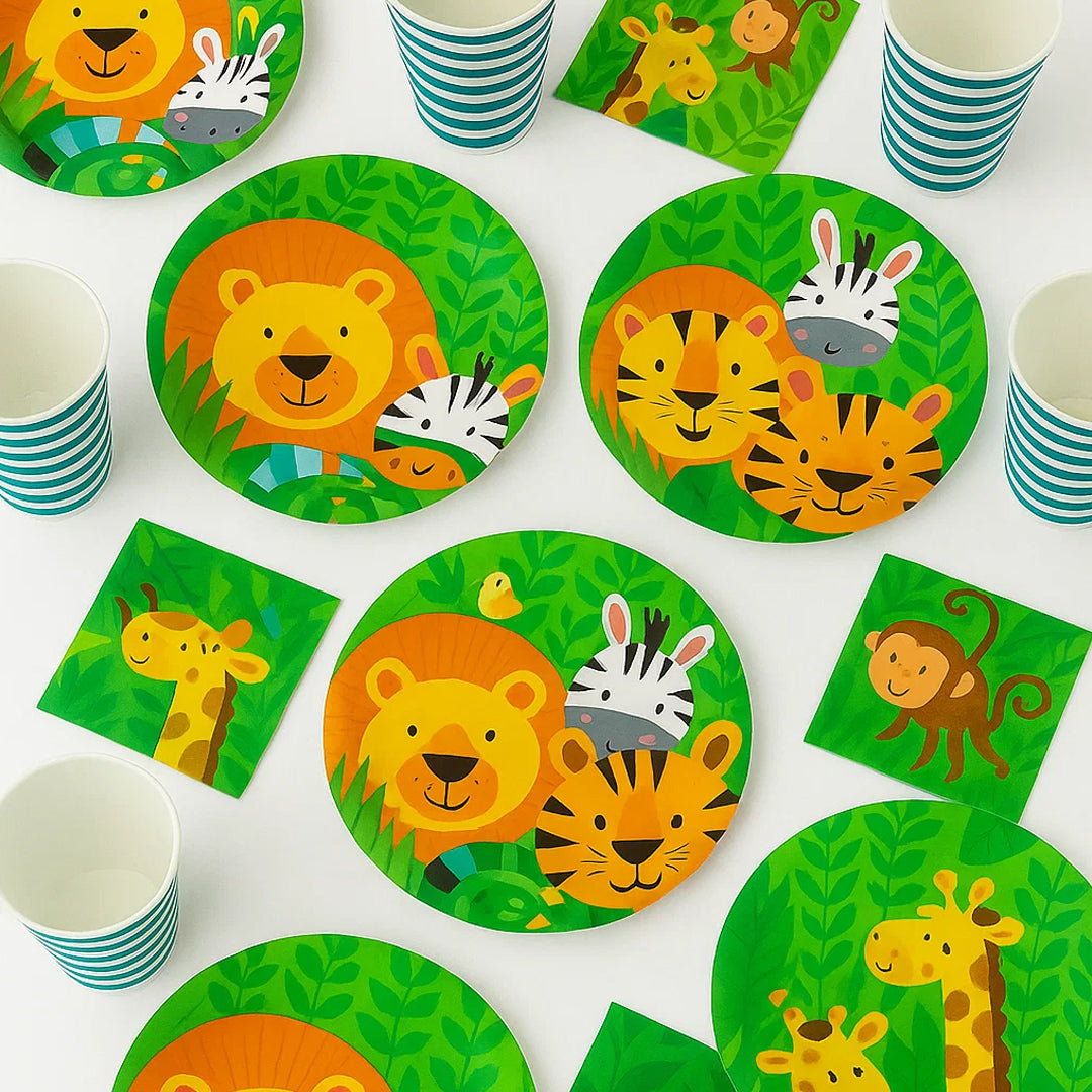 Jungle Theme Birthday Tableware Set - 36PC - Up to 10 Pax