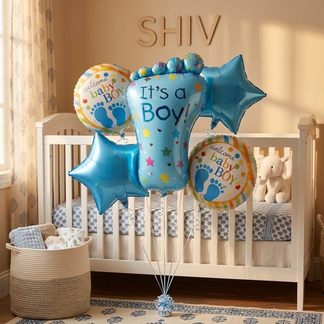 It's a Boy Baby Feet Welcome Baby Boy Balloon - Set of 5