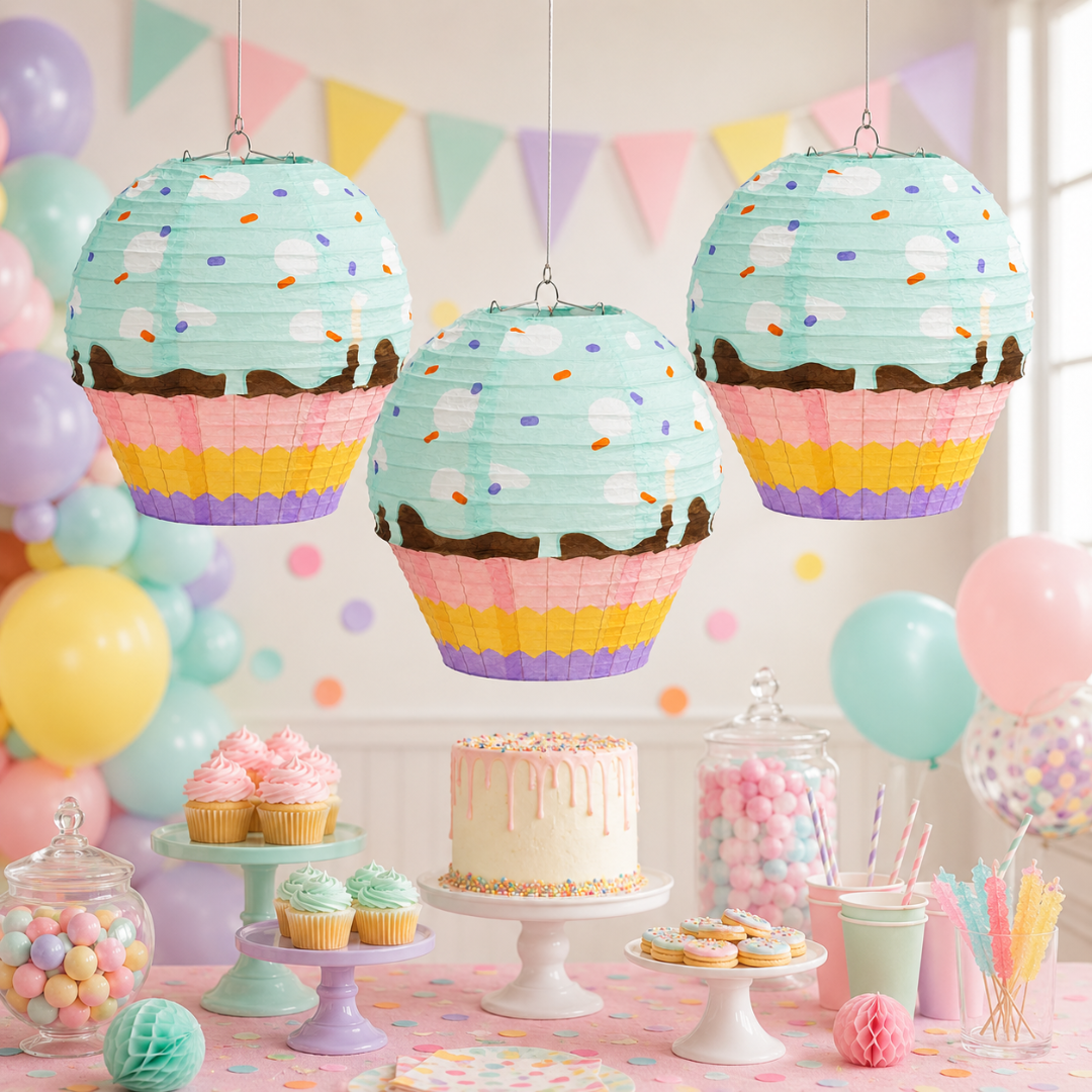Cupcake Shaped Paper Lanterns - 3PC