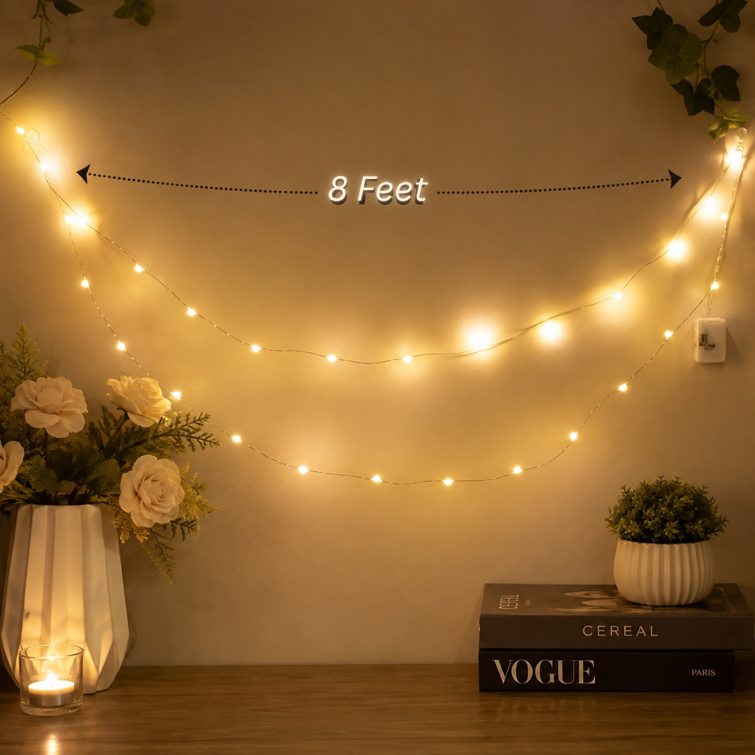 Button Operated LED String Lights - 2PC