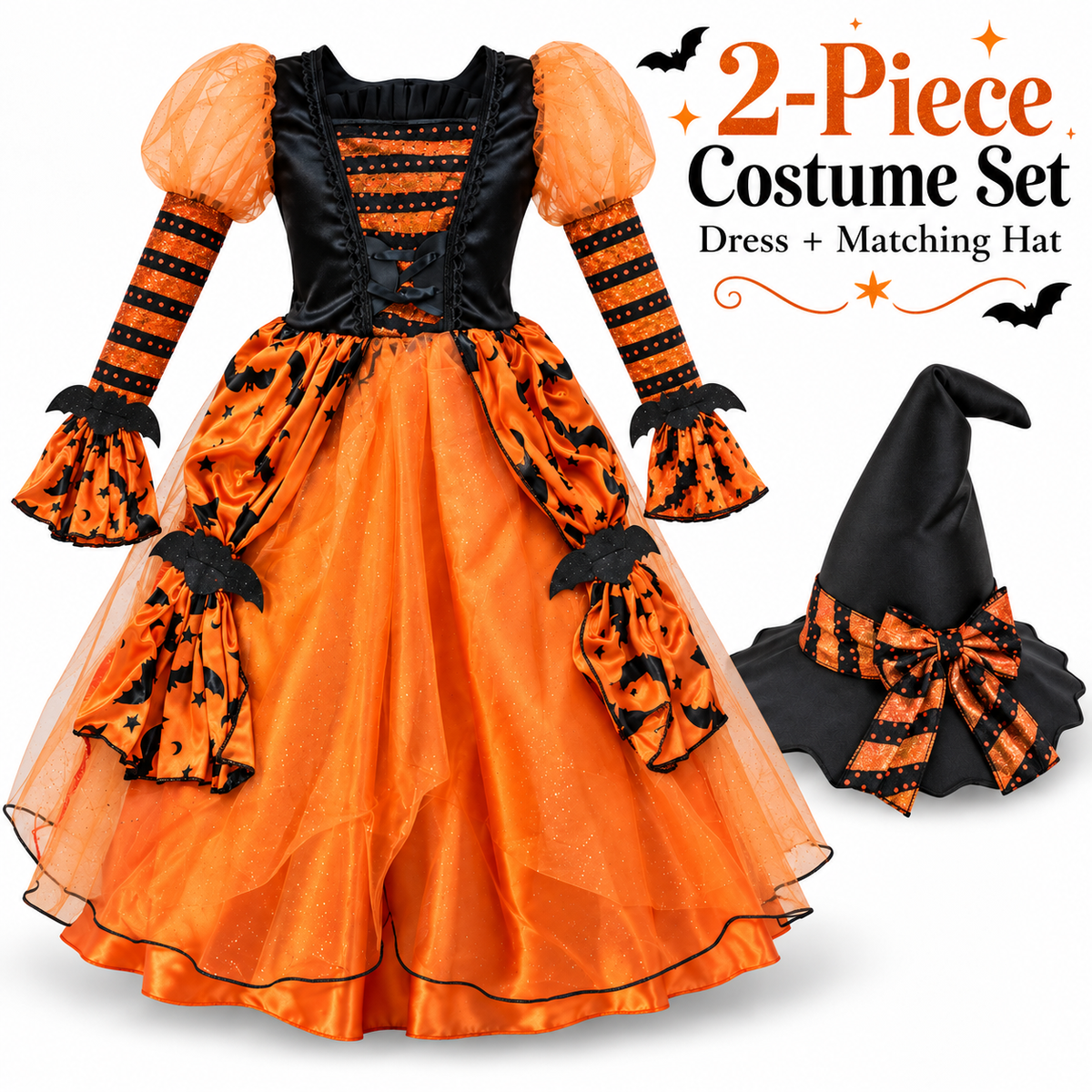 Sparkle Witch Costume for Girls – Size S | Kids Halloween Fancy Dress for School Events, Spooky Theme Parties & Role Play