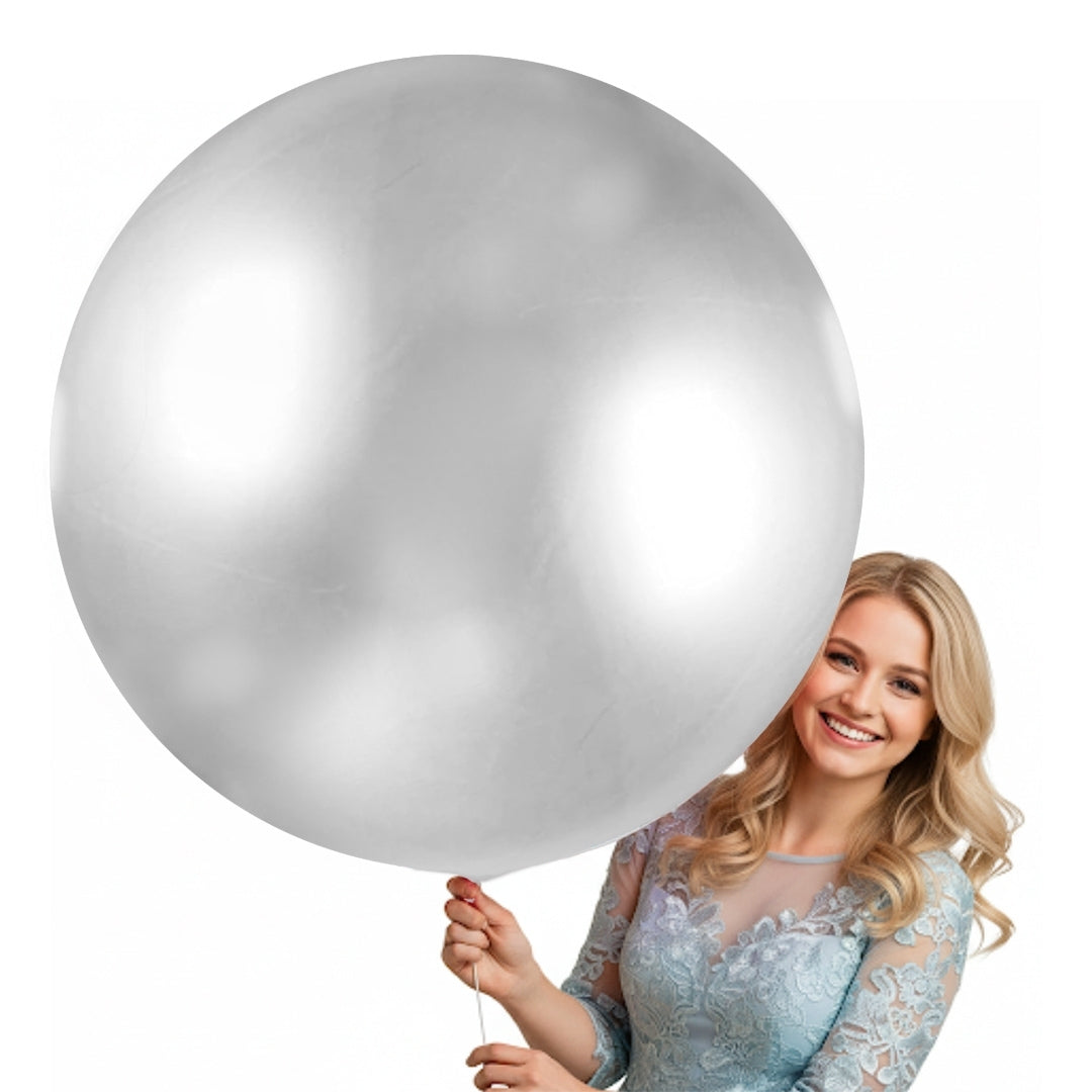 Silver Bladder Balloon - Helium Or Air Filled - 36 inches - 1PC