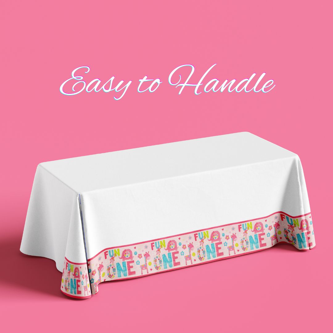 Wild Girl 1st Birthday Tablecover Pink - 54 inches X 108 inches - 1PC
