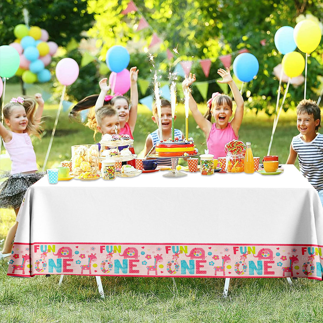 Wild Girl 1st Birthday Tablecover Pink - 54 inches X 108 inches - 1PC