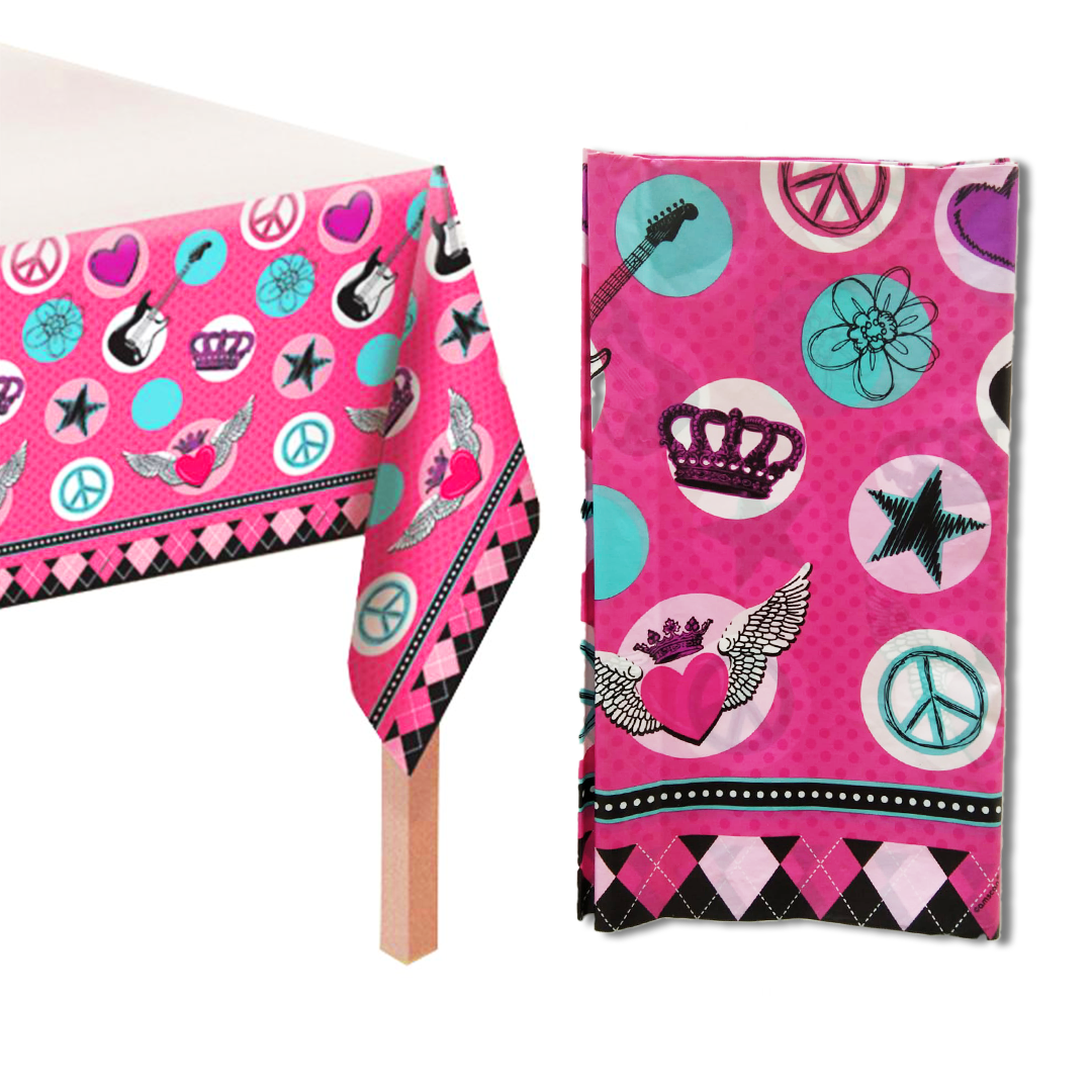 Rock Princess Theme Table Cover for Party Tableware Decor - 54 inches X108 inches - 1PC