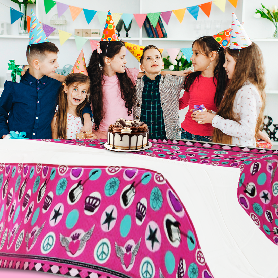 Rock Princess Theme Table Cover for Party Tableware Decor - 54 inches X108 inches - 1PC