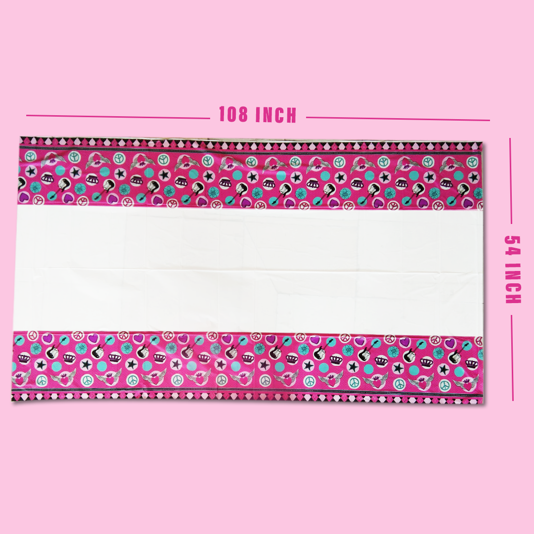Rock Princess Theme Table Cover for Party Tableware Decor - 54 inches X108 inches - 1PC