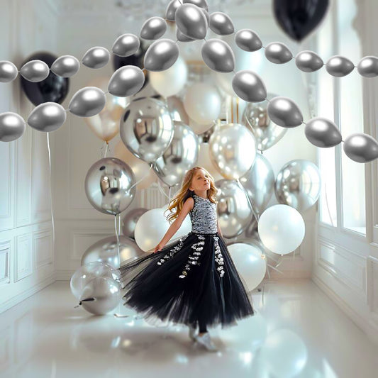 12" Linking Balloon Metallic Silver - 10PC