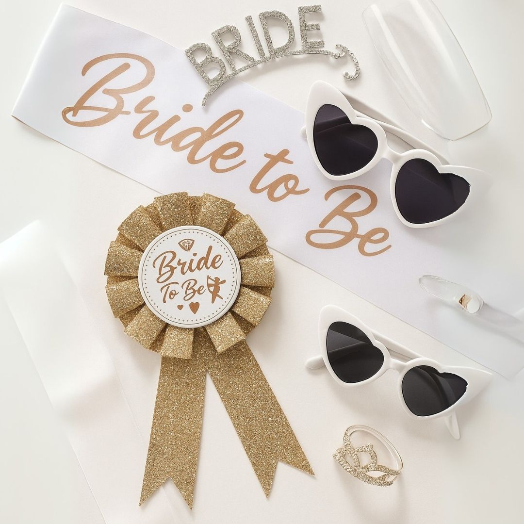 Bride To Be Award Ribbon with Gold Glitter - 1PC
