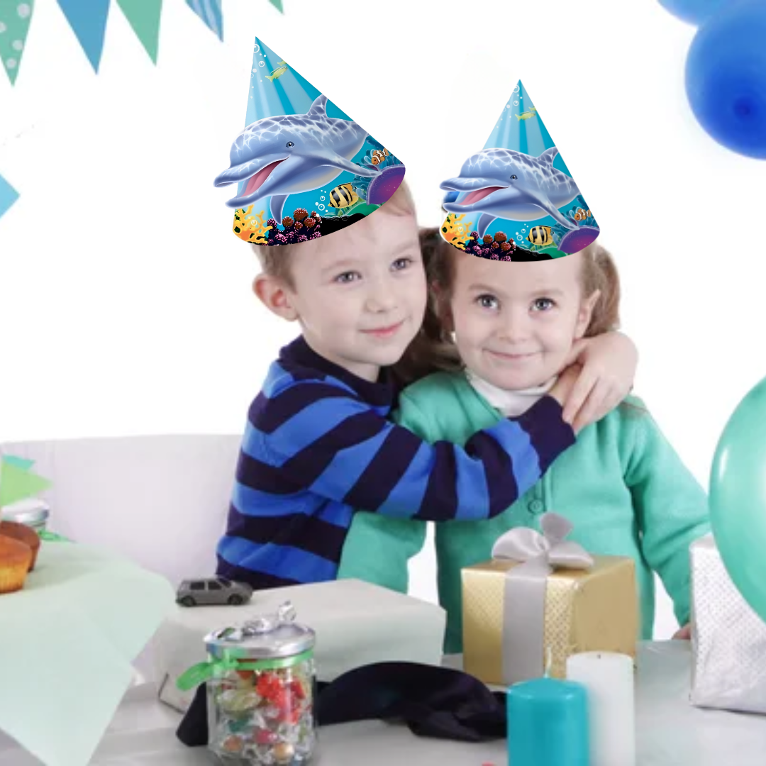 Underwater Theme Cone Shape Party Hat - 8PC