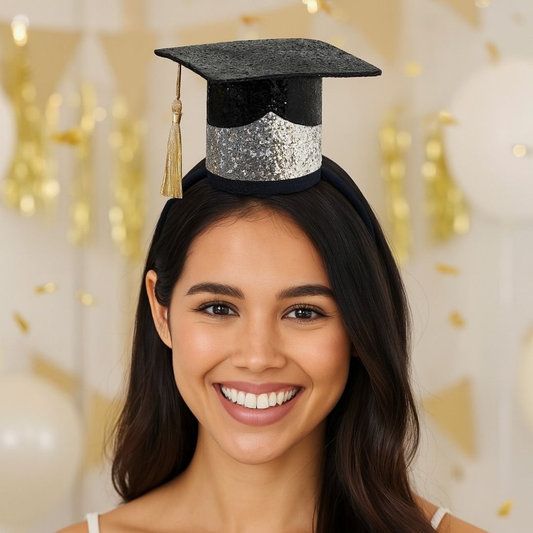 Glittery Graduation Top Hat with Headband - 1PC