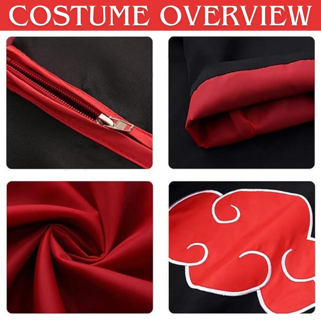 Uchiha Itachi Akatsuki Anime Costume - Medium - Set Of 4PC