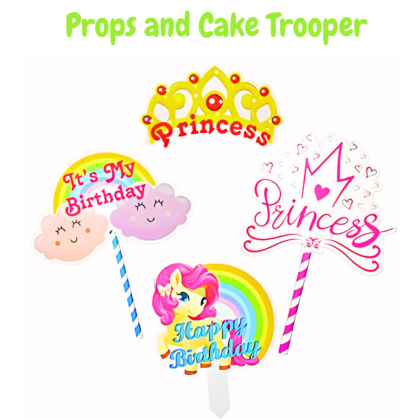 Princess Theme Happy Birthday Balloon Garland & Banner Comobo - Set of 71PC