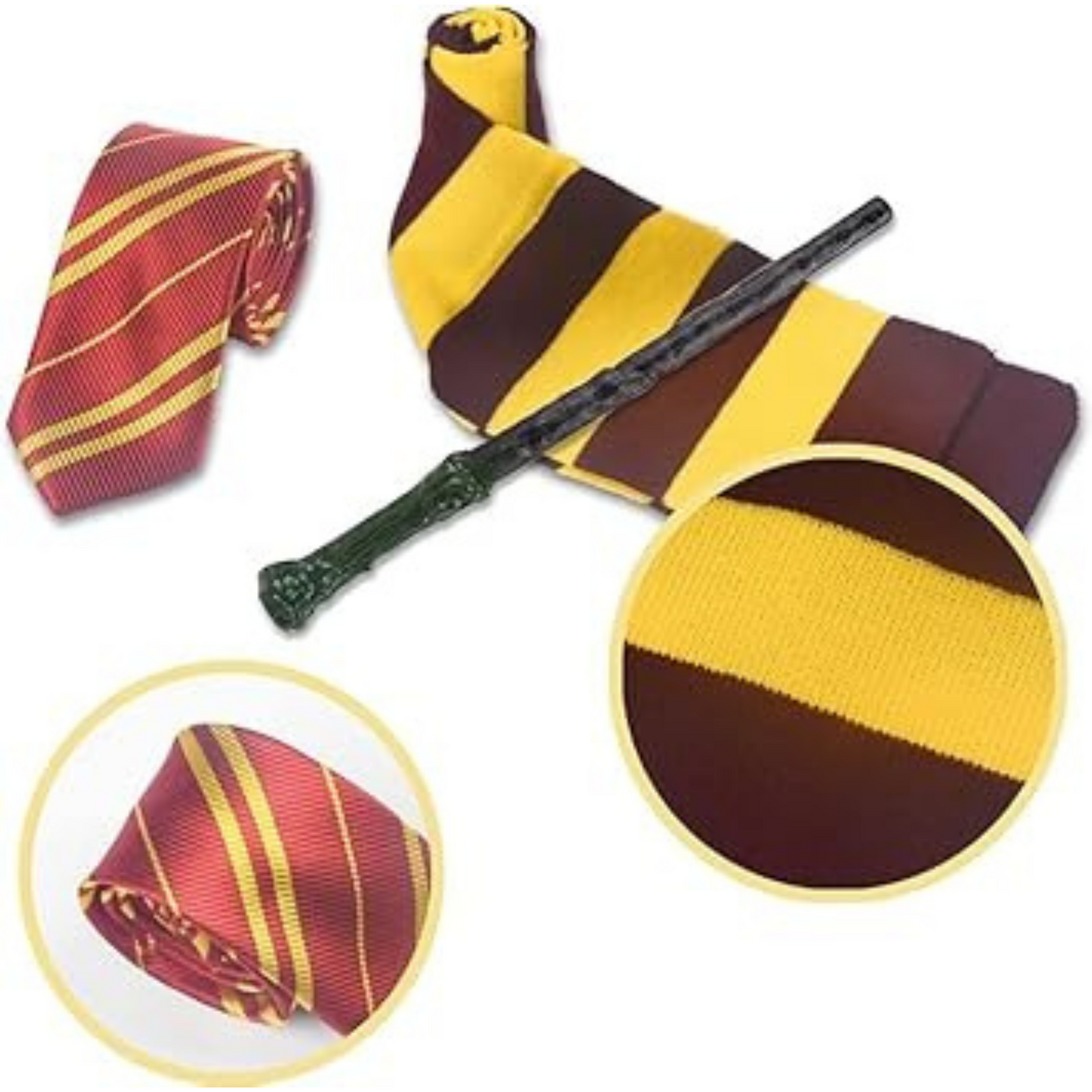 Magical Harry Potter Costume w/ Scarf, Eyeglass, Wand & Tie for Kids - Size M 5 - 7 YR