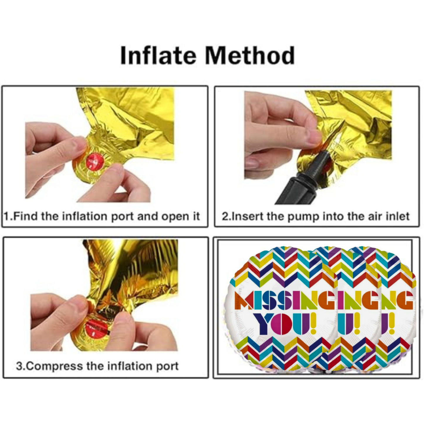 Missing You Chevron Print Balloon - Helium Quality - 18 inches - 40PC