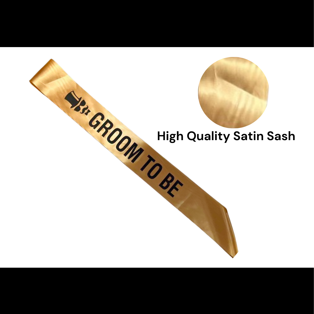 Groom To Be Sash Black & Gold