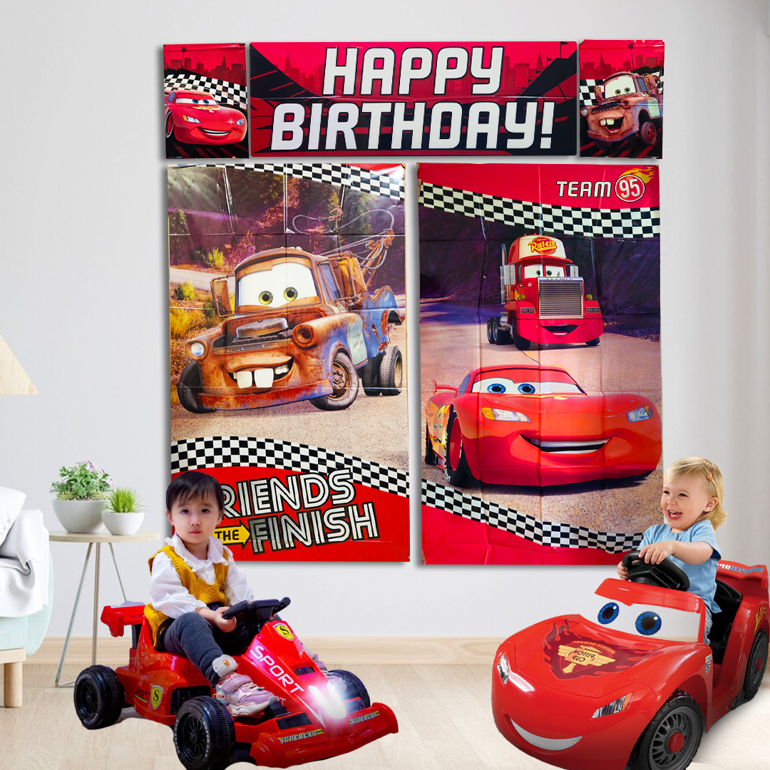 Cars Theme Scene Setter - 6ft x 5ft - 5PC Set