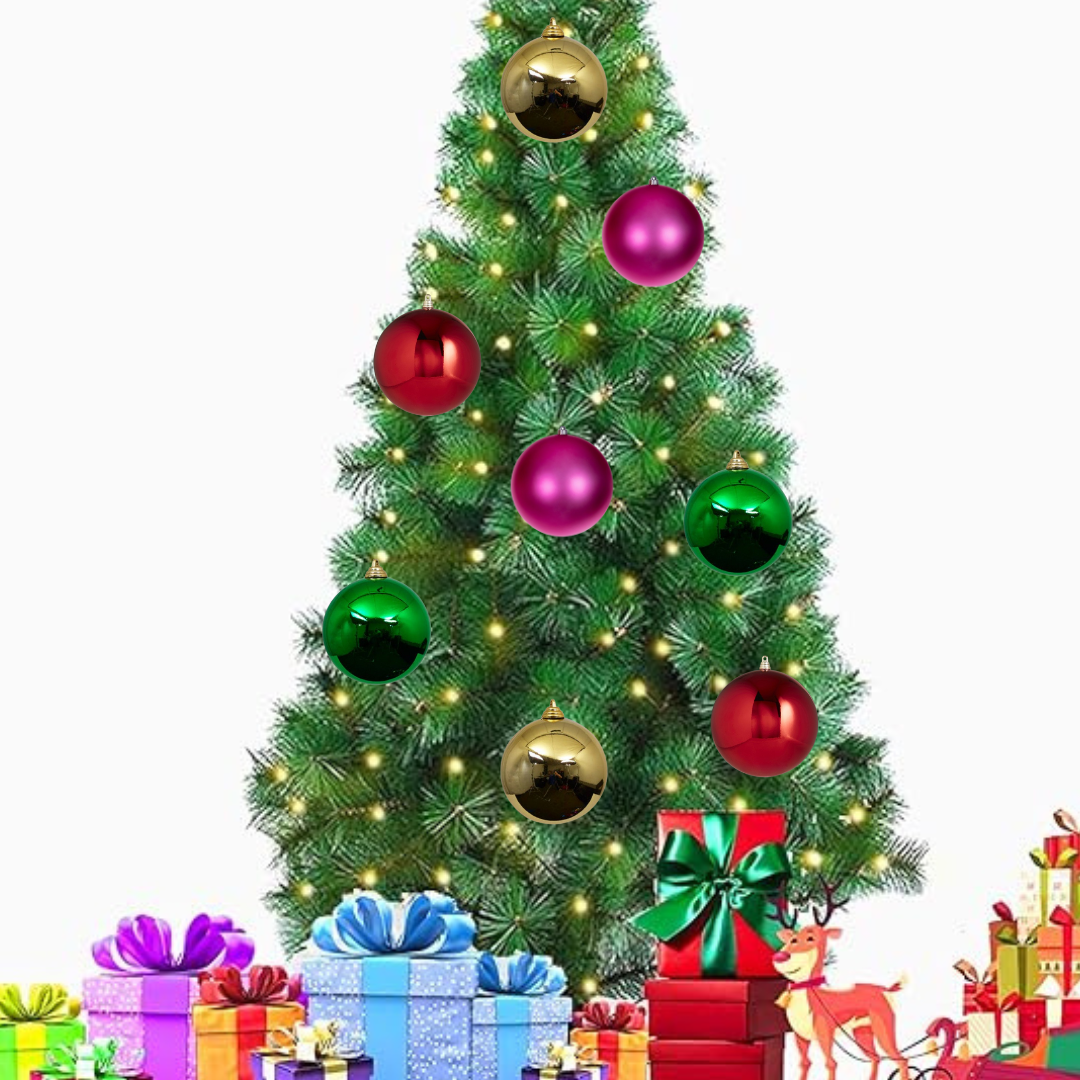 Christmas Colorful Metallic Balls for Xmas Tree Decor - 6PC