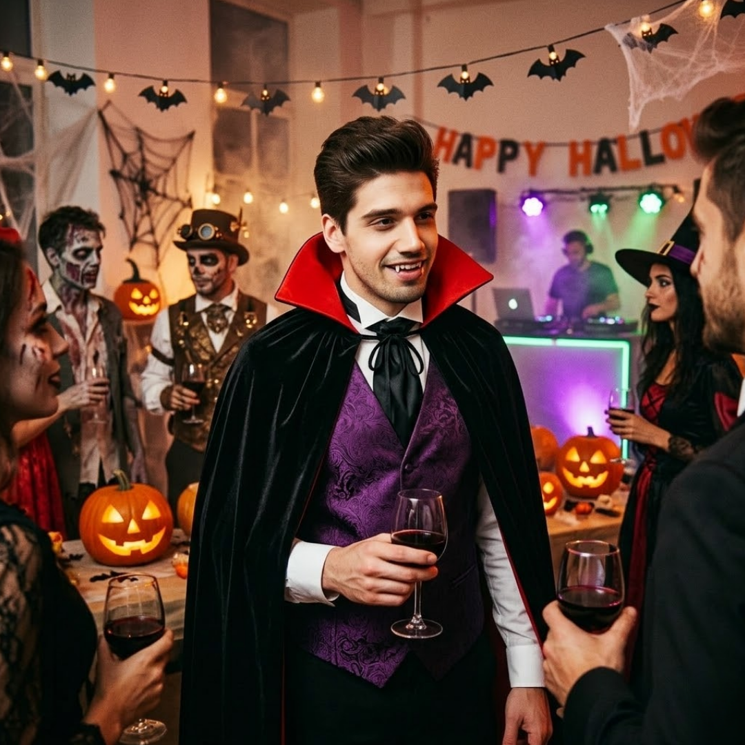 Halloween Red & Black Reversible Cape for Adults - 1PC