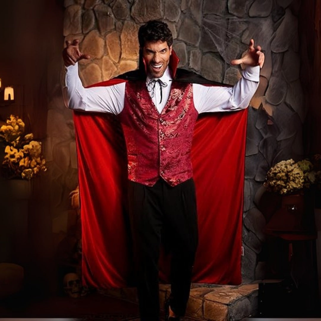 Halloween Red & Black Reversible Cape for Adults - 1PC
