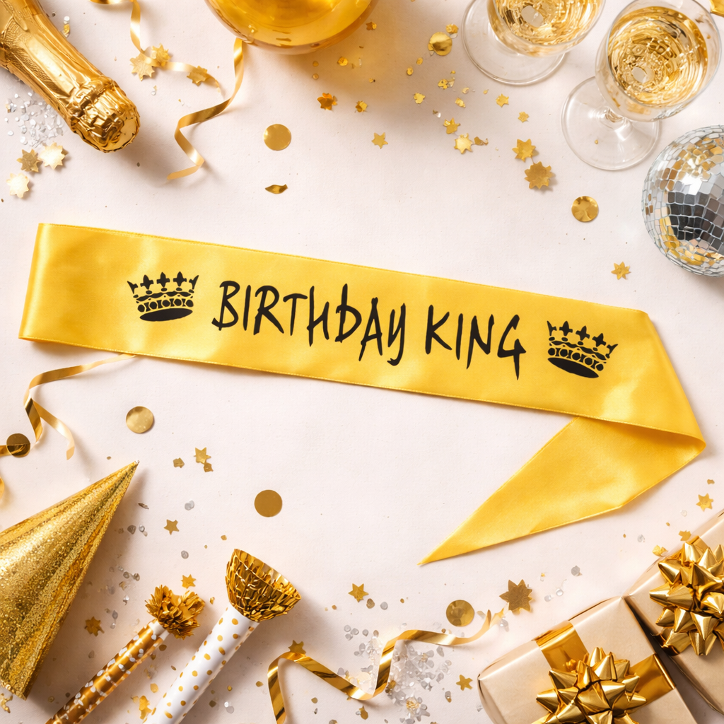 Happy Birthday King Light Up Sash - 1PC - Wanna Party - in use