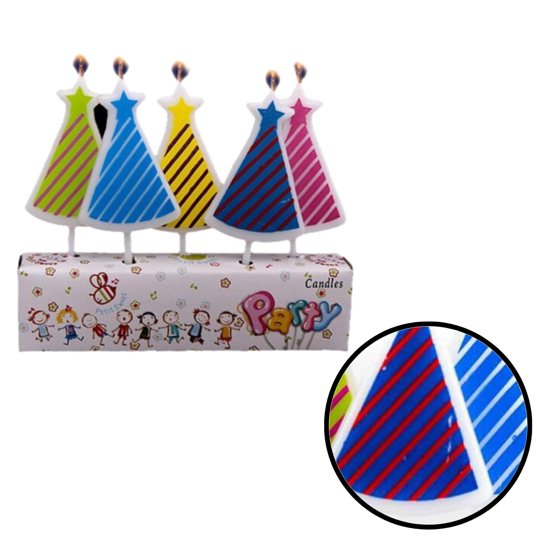 Colorful Birthday Hats Shaped Candle - Set of 5 PC Cake Decoration Supplies for Birthday Events